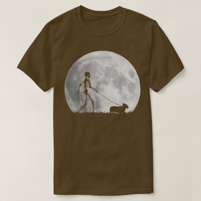 Camiseta Corgi galés Halloween Skeleton Divertido Gif Juven (Diseño del anverso)