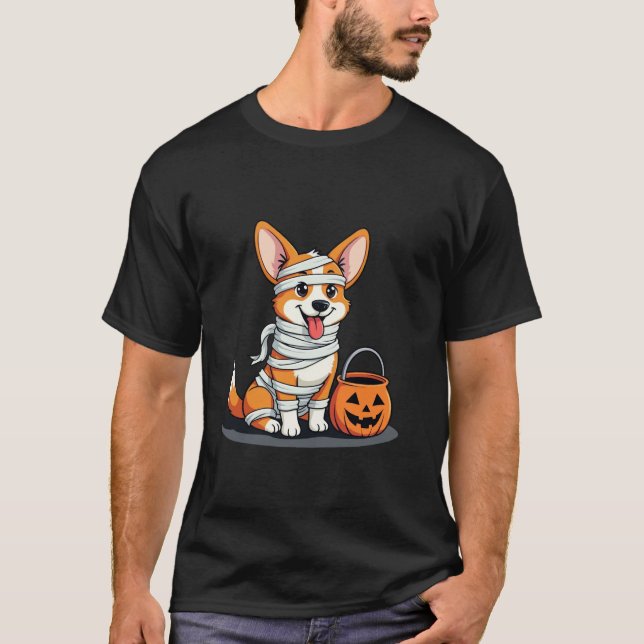 Camiseta Corgi galés Mummy Perro Lover Cute Gracioso Hallow (Anverso)