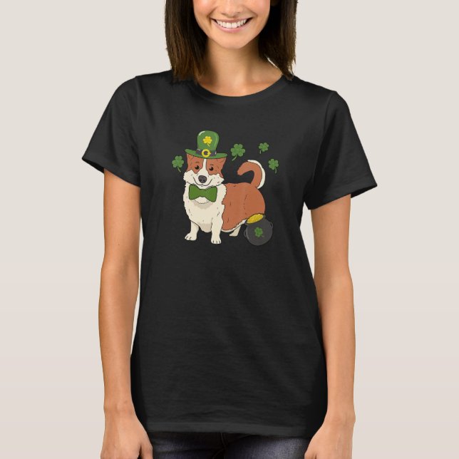 Camiseta Corgi galés Perro Leprechaun Gorra Bandera Irlande (Anverso)