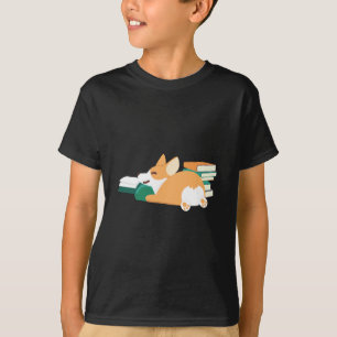 Camiseta Corgi Galés que lee a un ratón de biblioteca del