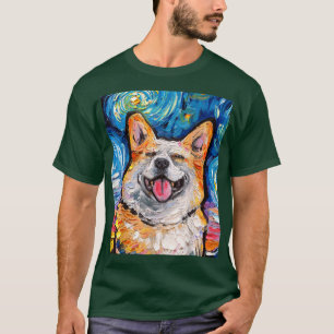 Camiseta Corgi galés sonriente retrato arte de perro noctur