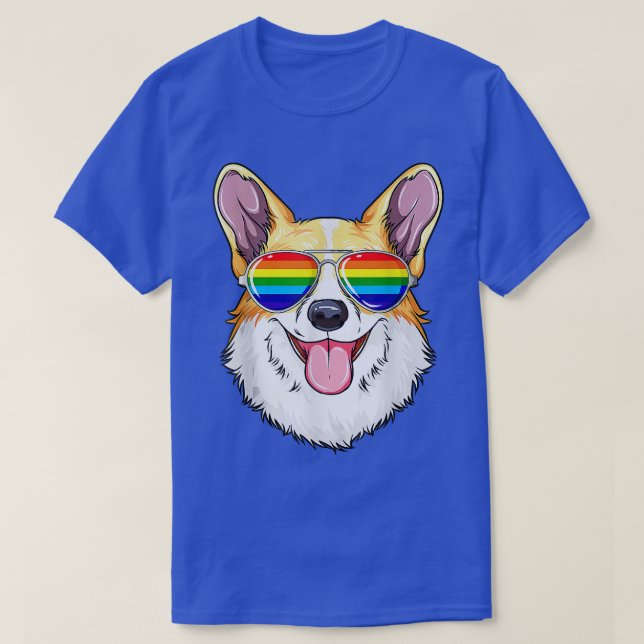 Camiseta Corgi Gay Pride Flag LGBT Rainbow Sunglasses Corgi (Diseño del anverso)