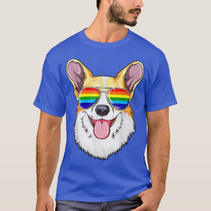 Camiseta Corgi Gay Pride Flag LGBT Rainbow Sunglasses Corgi