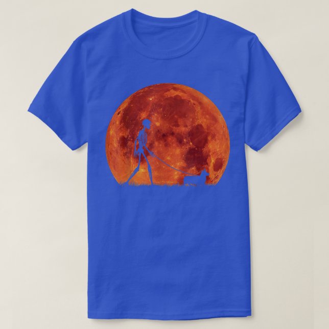 Camiseta Corgi Halloween Skeleton Funny Dog Red Moon Bones (Diseño del anverso)