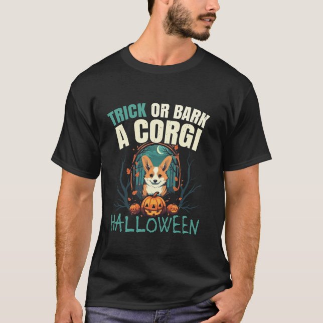Camiseta Corgi Halloween Trick O Trek Spooky Welsh Corgi (Anverso)