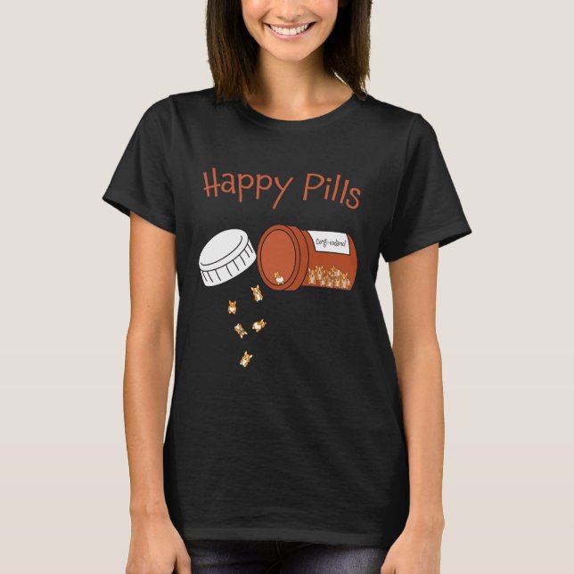 Camiseta Corgi Happy Pills (Anverso)