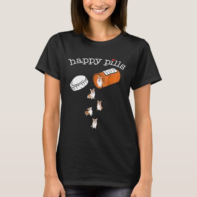 Camiseta Corgi Happy Pills (Anverso)