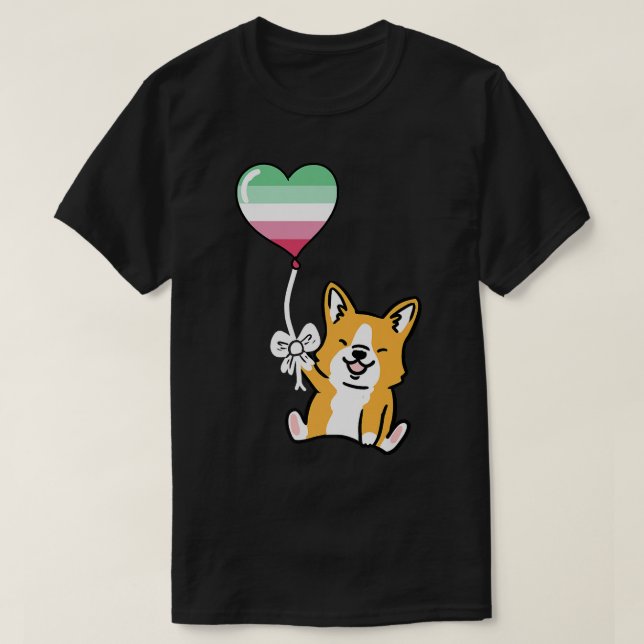 Camiseta Corgi Heart Balloon Abrosexual Pride Premium T-Shi (Diseño del anverso)