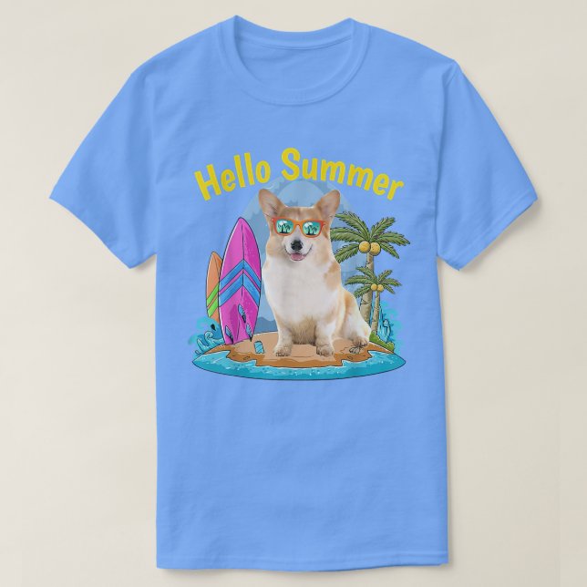 Camiseta Corgi Hello Summer Dog Lover Vacation 2022 (Diseño del anverso)