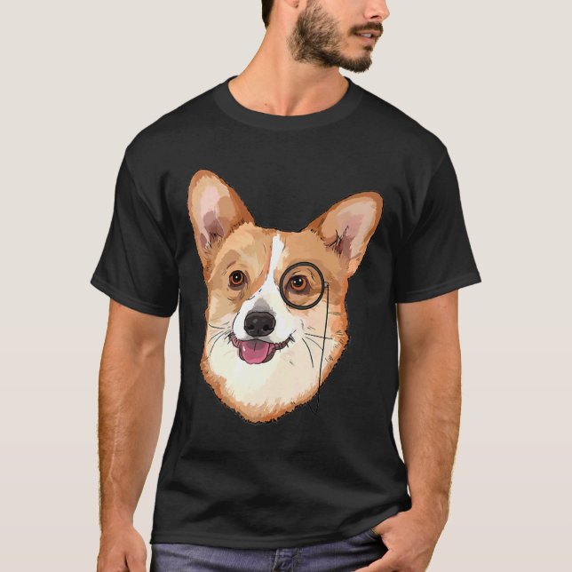 Camiseta Corgi Hipster Con Monocitos Corgi (Anverso)
