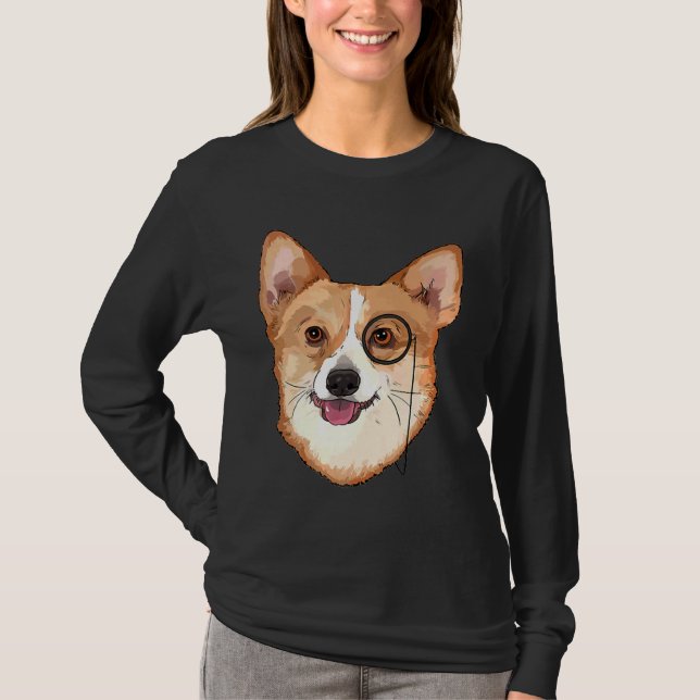 Camiseta Corgi Hipster Con Monocitos Corgi (Anverso)