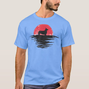 Camiseta Corgi japonés atardecer retro perro rojo