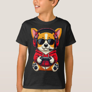 Camiseta Corgi jugador lindo perro de juegos divertido