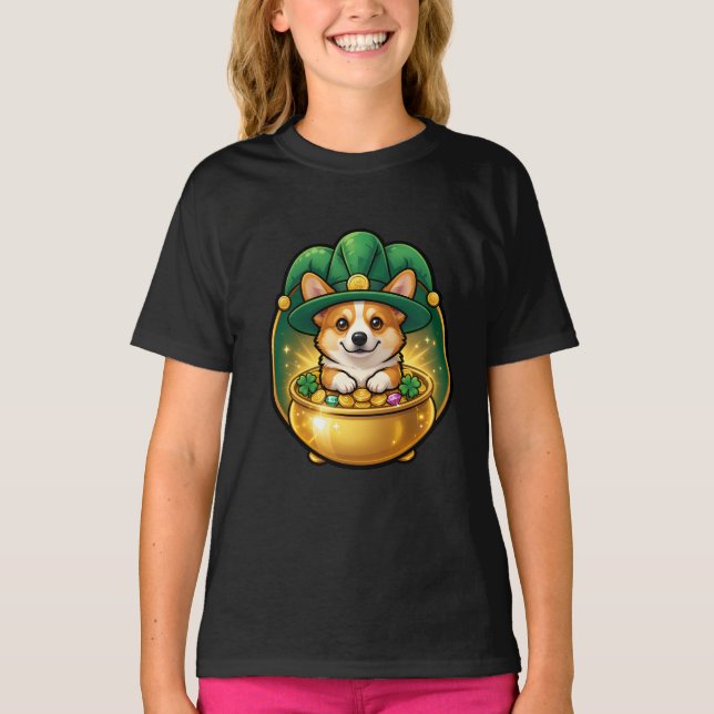 Camiseta Corgi Leprechaun Pot of Gold St. Patrick’s Day T (Anverso)