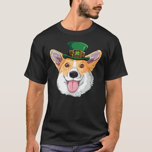Camiseta Corgi Leprechaun T Shirt St Patricks Day Dog Tees (Anverso)