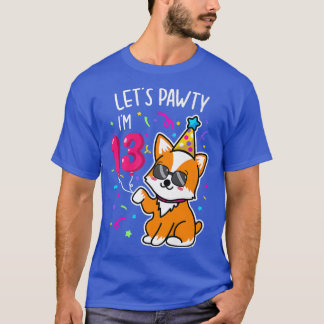 Camiseta Corgi Lets Pawty Im 13 cumpleaños Tee de 13 años