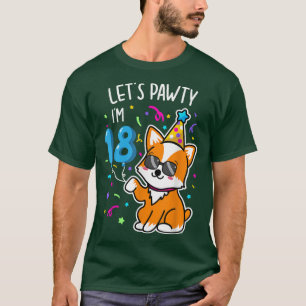 Camiseta Corgi Lets Pawty Im 18, Tee De Cumpleaños De 18 Añ