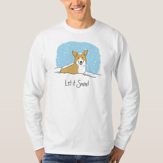Camiseta Corgi lindo deja que nieve en vacaciones | Perro L (Anverso)