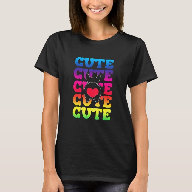 Camiseta Corgi Lindo Estampado Arcoíris Con Un Corazón (Anverso)