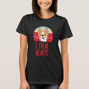 Camiseta corgi lindo robo corazones