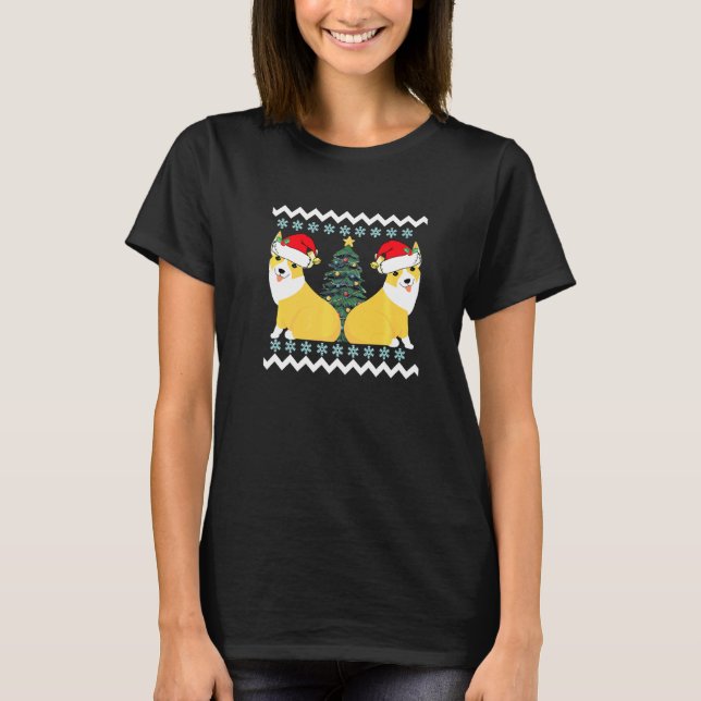 Camiseta Corgi Lindo Santa Navidad Premium (Anverso)