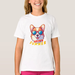 Camiseta Corgi lleva gafas de sol Disfruta el verano