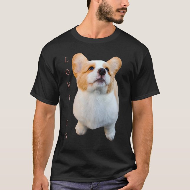 Camiseta Corgi Love is Dog Mom Dad Puppy Mascota Mujeres Ho (Anverso)