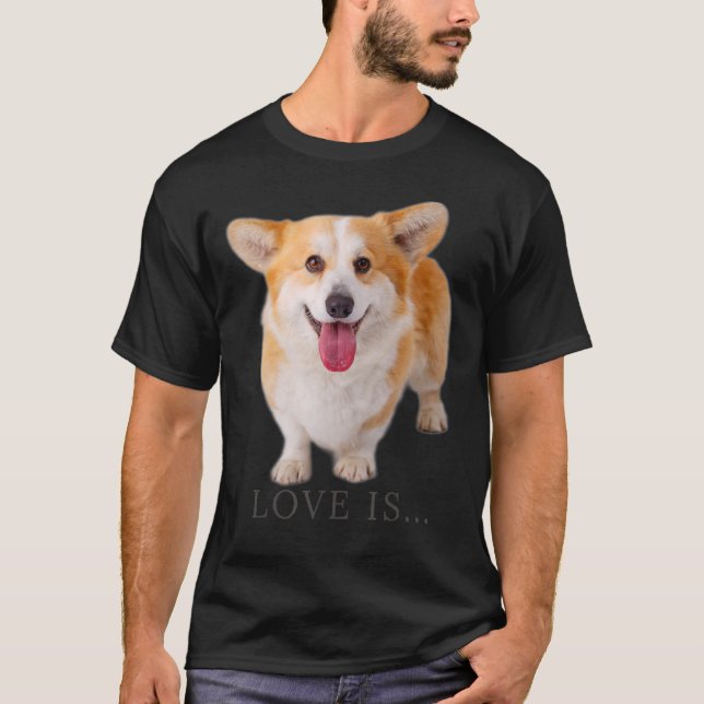 Camiseta Corgi Love is Dog Mom Dad Puppy Mascotas Mujeres H (Anverso)