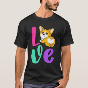 Camiseta Corgi Love Retro Verde azulado Rosa Perro Púrpura 