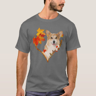 Camiseta Corgi Makes Me Happy Fall Heart Leaves