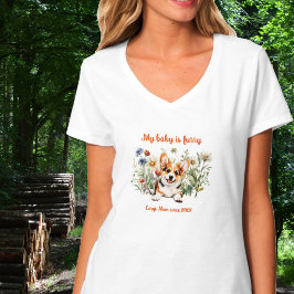 Camiseta Corgi Mamá Cachorro en Flores Silvestres