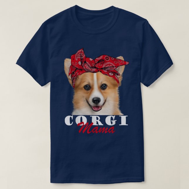 Camiseta Corgi Mama Cute Corgi Dog Bandana  (Diseño del anverso)