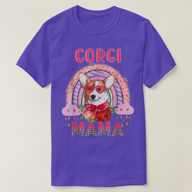 Camiseta Corgi Mama Cute Rainbow Rainy Dog Lover Flowe Mo (Diseño del anverso)