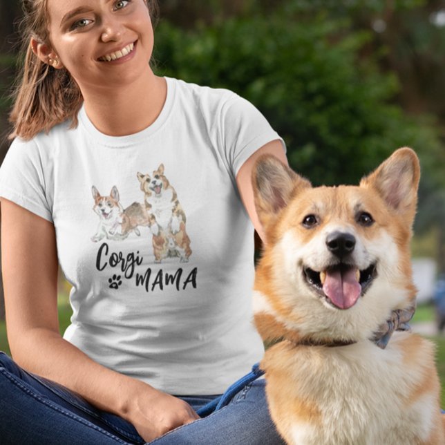 Camiseta Corgi Mama Cute Watercolor dog (Subido por el creador)