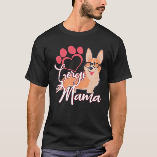 Camiseta Corgi Mama Dog Lover Cute Paw Heart (Anverso)