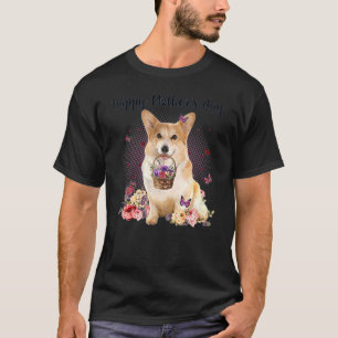 Camiseta Corgi mamá flor feliz día de la madre perro de amo