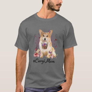 Camiseta Corgi mamá flor feliz día de la madre perro de amo