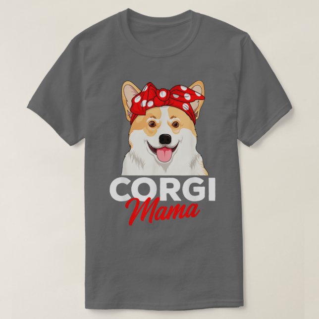 Camiseta Corgi Mama Funny Dog Usando Bandana (Diseño del anverso)