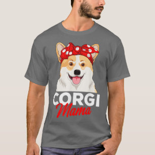 Camiseta Corgi Mama Funny Dog Usando Bandana