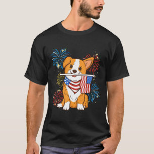 Camiseta Corgi Mamá Papá Niños Temático Patriótico American