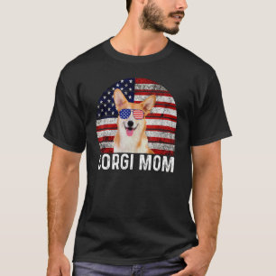 Camiseta Corgi Mamá Retro Usa 4 De Julio Gafas De Sol Améri