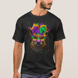 Camiseta Corgi Mardi Gras Cara de Perro Carnaval Bufón Fest