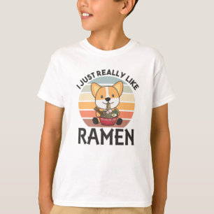 Camiseta Corgi Me Gusta Realmente Ramen Sweet Kawaii Noodle