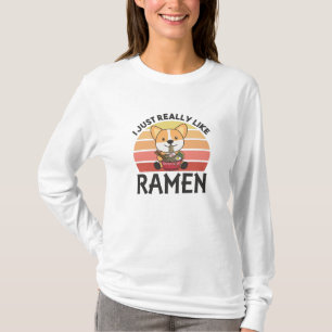 Camiseta Corgi Me Gusta Realmente Ramen Sweet Kawaii Noodle