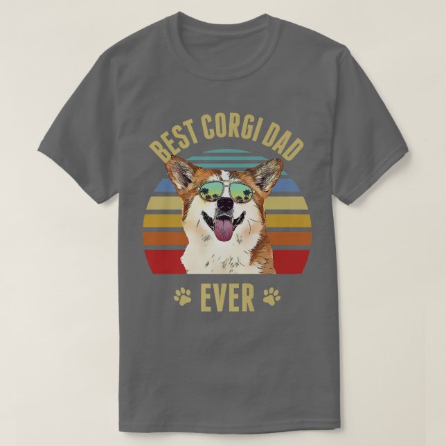Camiseta Corgi Mejor Perro Papá Nunca Retro Sunset Beach Vi (Diseño del anverso)