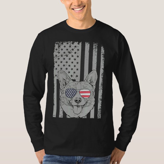Camiseta Corgi Men Women Kids Corgi American Flag (Anverso)