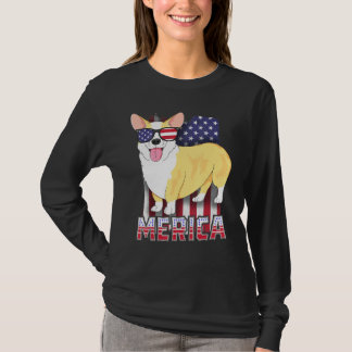 Camiseta Corgi Merica Para Niños Niños Bandera Estadouniden