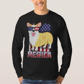 Camiseta Corgi Merica Para Niños Niños Bandera Estadouniden
