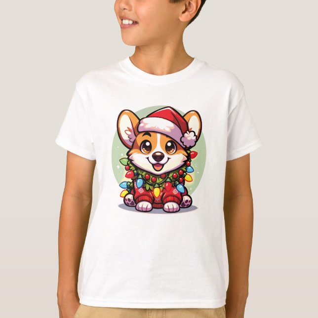 Camiseta Corgi Merry Christmas Winter Animals Cute Corgis (Anverso)