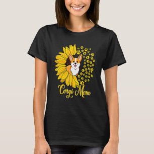 Camiseta Corgi Mom Cute Corgi Dog Sunflower Feliz madre